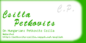 csilla petkovits business card